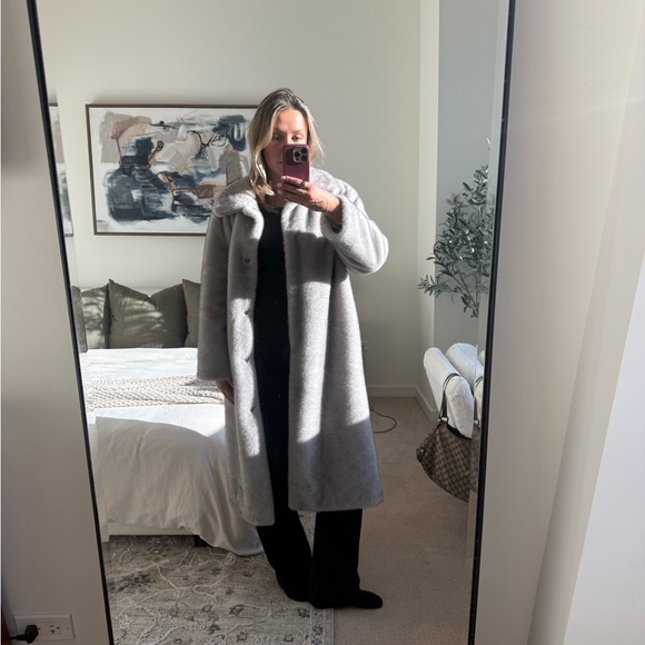 Faux Fur Gray Long Coat